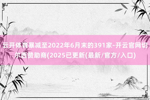 云开体育暴减至2022年6月末的391家-开云官网切尔西赞助商(2025已更新(最新/官方/入口)